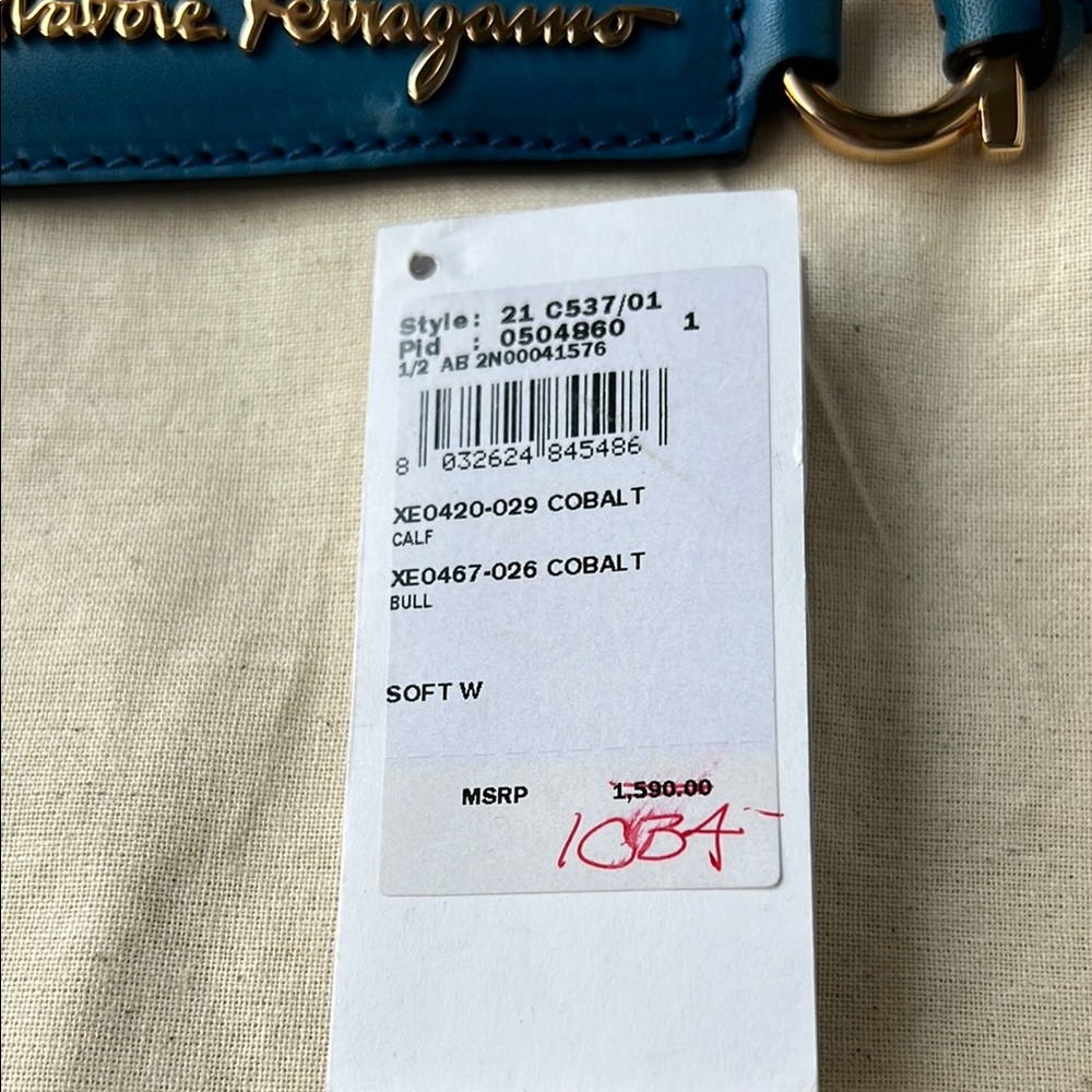 Salvatore Ferragamo Gancini Blue Leather 2 Way Handbag Like New Condition - Picture 3 of 15